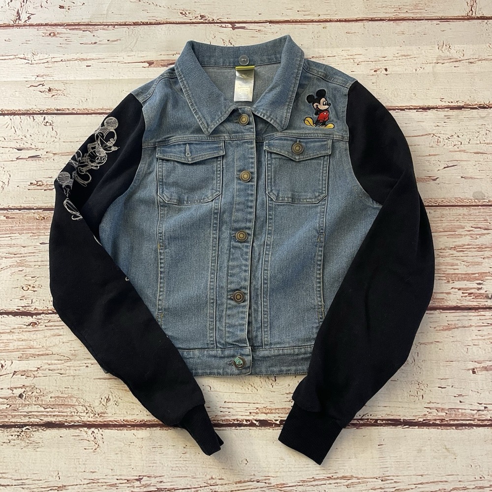 Disney Mickey Mouse Kid's Denim Blue Jean Jacket 90th Anniversary Small